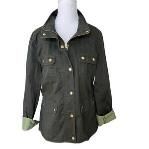 J.Crew Resin Coated Field Jacket Utility Military Waxed Style Olive Green M